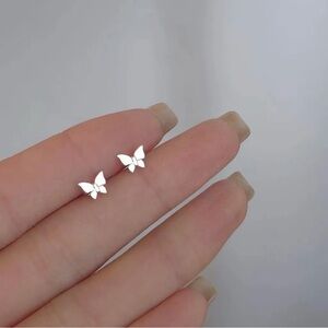Elegant Silver Butterfly Stud Earrings